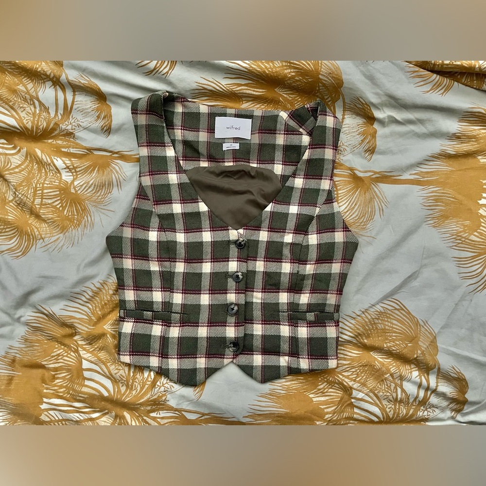 nwot Wilfred Desire vest 00 forest green plaid